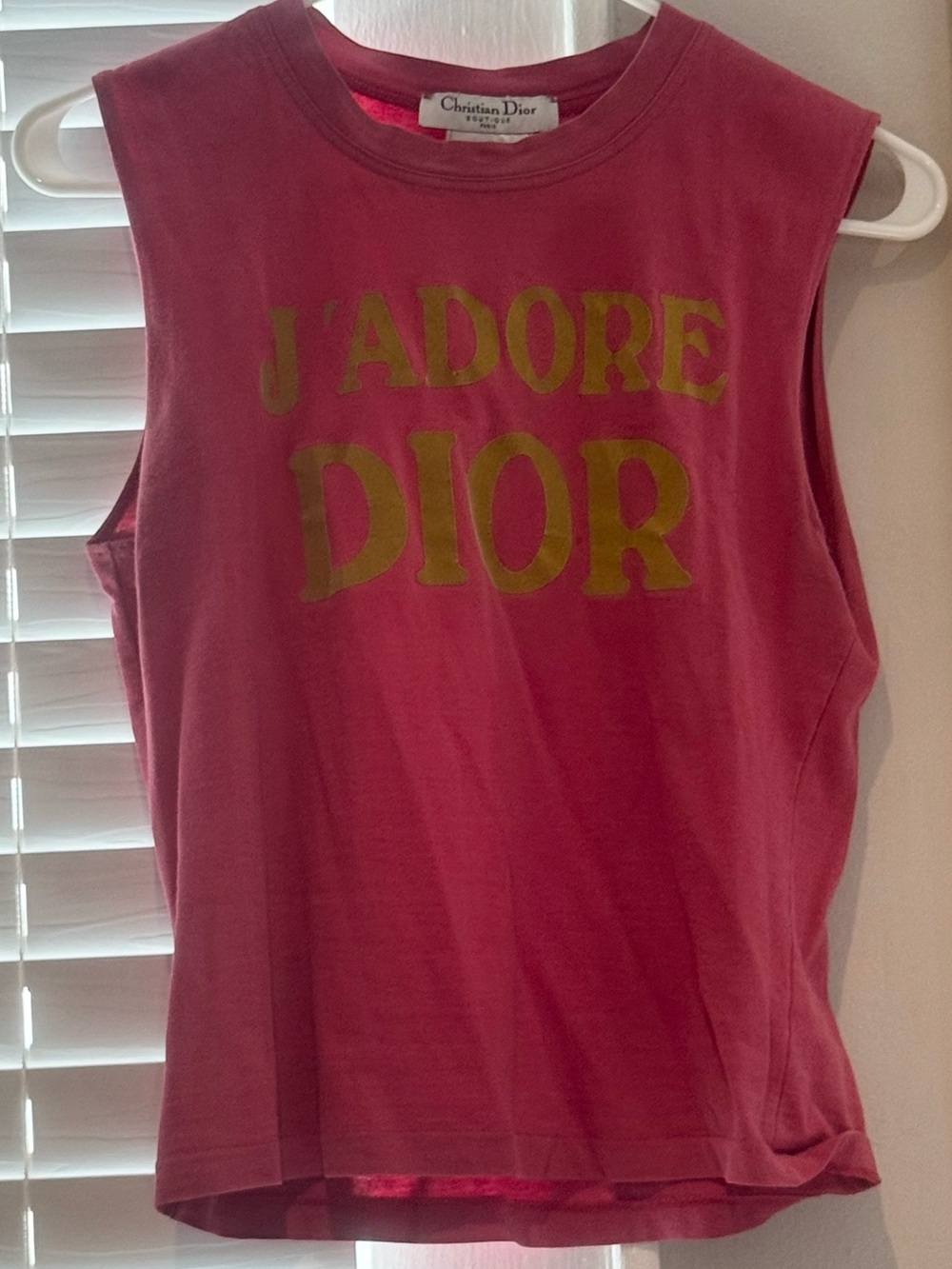 J’Adore Dior Pink Tank Top with Yellow Logo